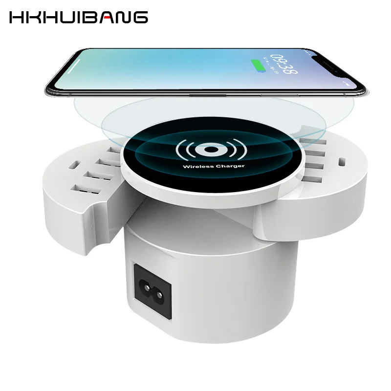 Складное QI Беспроводное зарядное устройство Smart 8 портов usb type C зарядная станция концентратор EU US UK вилка адаптер питания розетка полоса зарядное устройство для телефона