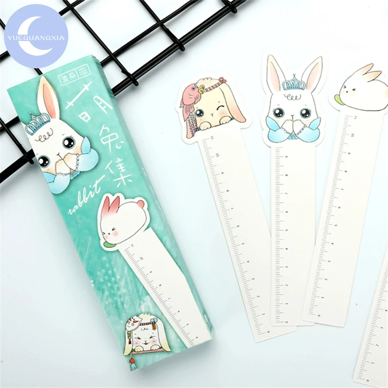 

YUEGUANGXIA 30pcs/box Rabbit Paper Ruler Irregular Bookmarks Reading Book Holder Message Card Stationery School Office Supply