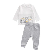 

2022 Newborn Cotton Baby Boys Girls Clothes Set Autumn Winter Baby Long Sleeve T-shirt+Pants Suit Baby Costume Set