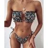 Pleated Bandeau String Bikini Swimsuit 4