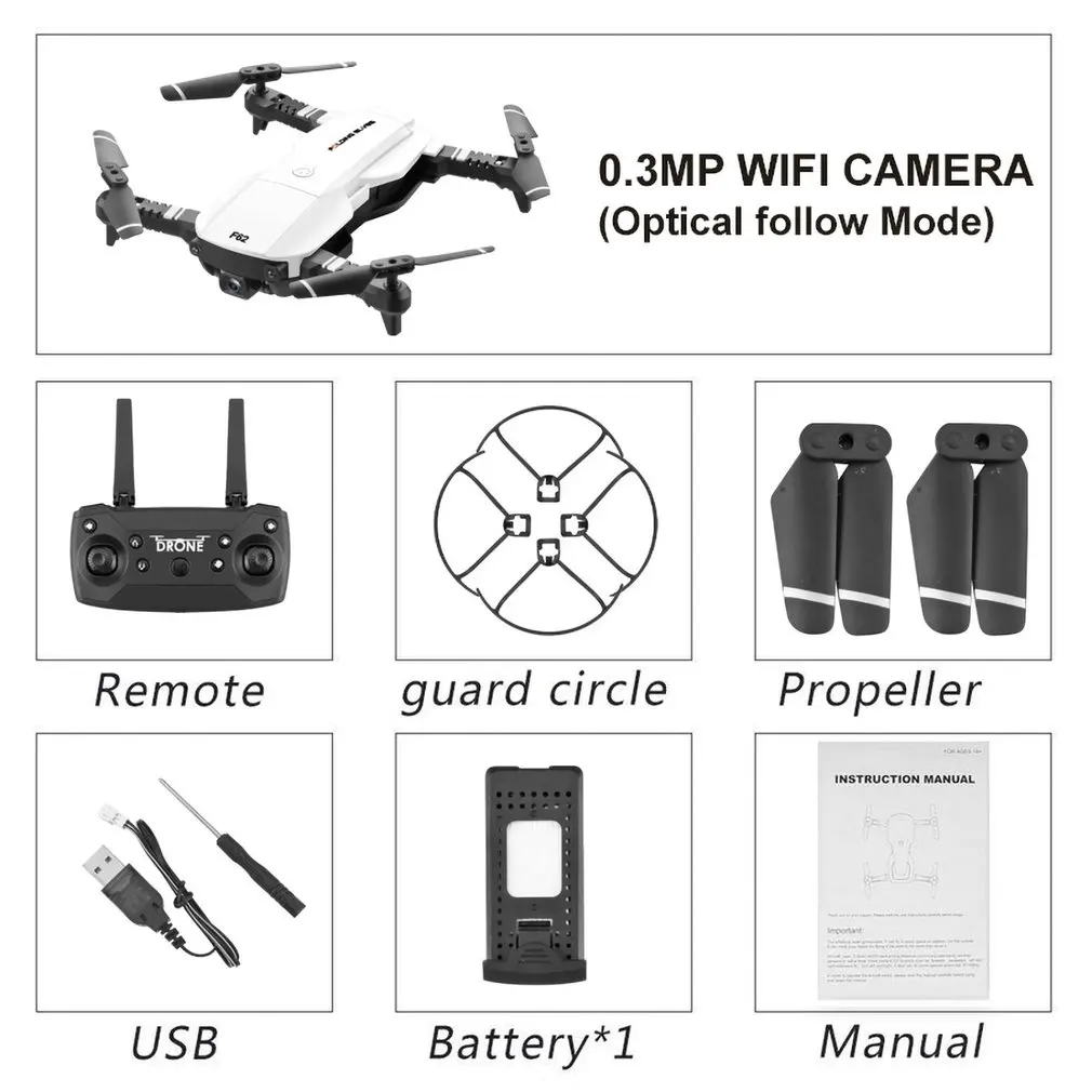 F62 дрона с дистанционным управлением 2,4G WI-FI 0.3MP/4K 16MP HD Широкий формат Камера RC Дрон Квадрокоптер с оптической жест Управление следите за RC воздушный Квадрокоптер - Цвет: 0.3MP White 1B