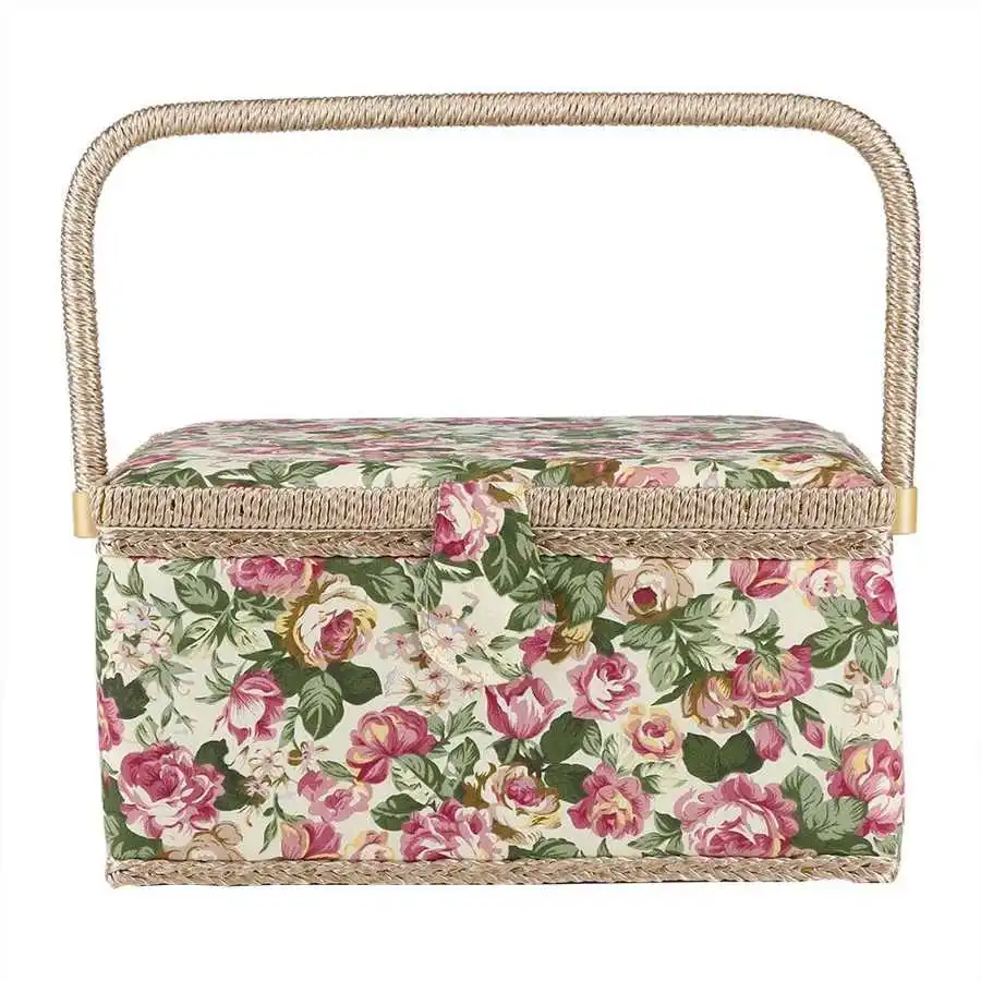 Print Design Sewing Basket, Sewing Kit Storage Box with Removable