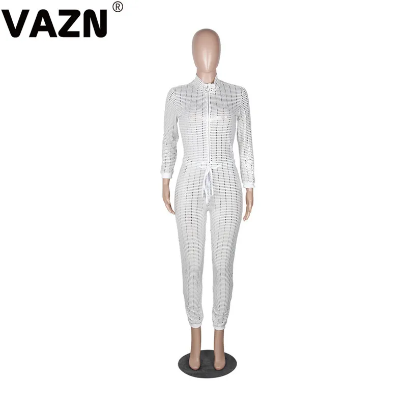 VAZN, шикарный дизайн, осень, сексуальный женский комбинезон, 3 цвета, длинный рукав, на молнии, светильник, комбинезон для девушек, уличный специальный комбинезон