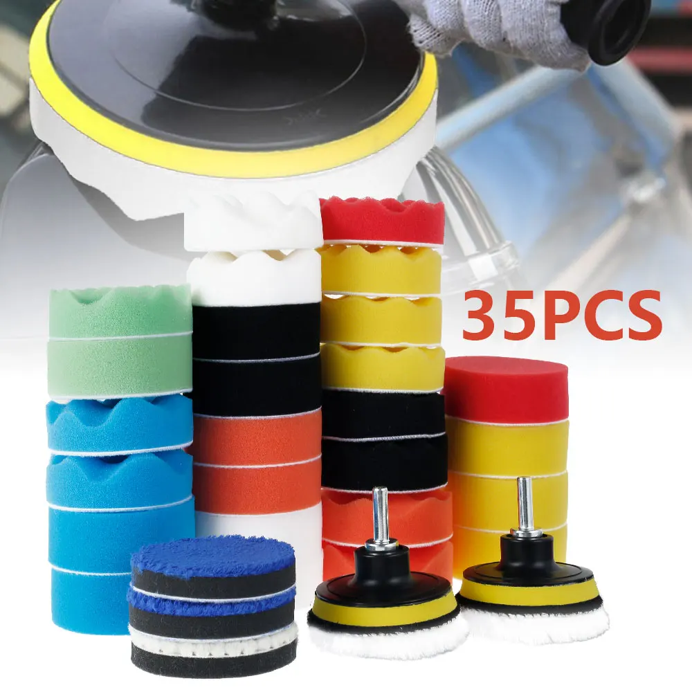 Car Polishing Sponge Pads Kit Buffing Waxing Drill Attachment