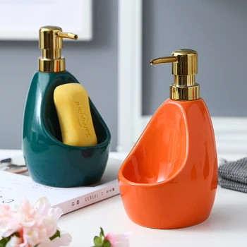 

Bathroom Soap Dispenser-Ceramic Hand Sanitizer Bottle-Gold Pressing Bottle-Kitchen Accessories Detergent Bottle-Sponge Holder