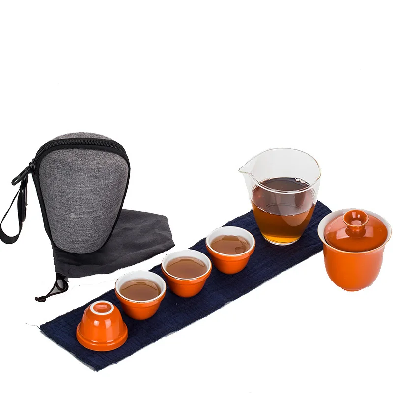 

Water bottle Travel Bag Chinese Kung Fu Tea set gaiwan teapot teacups porcelain fair mug teaSets ceramic fot gift puer Drinkware