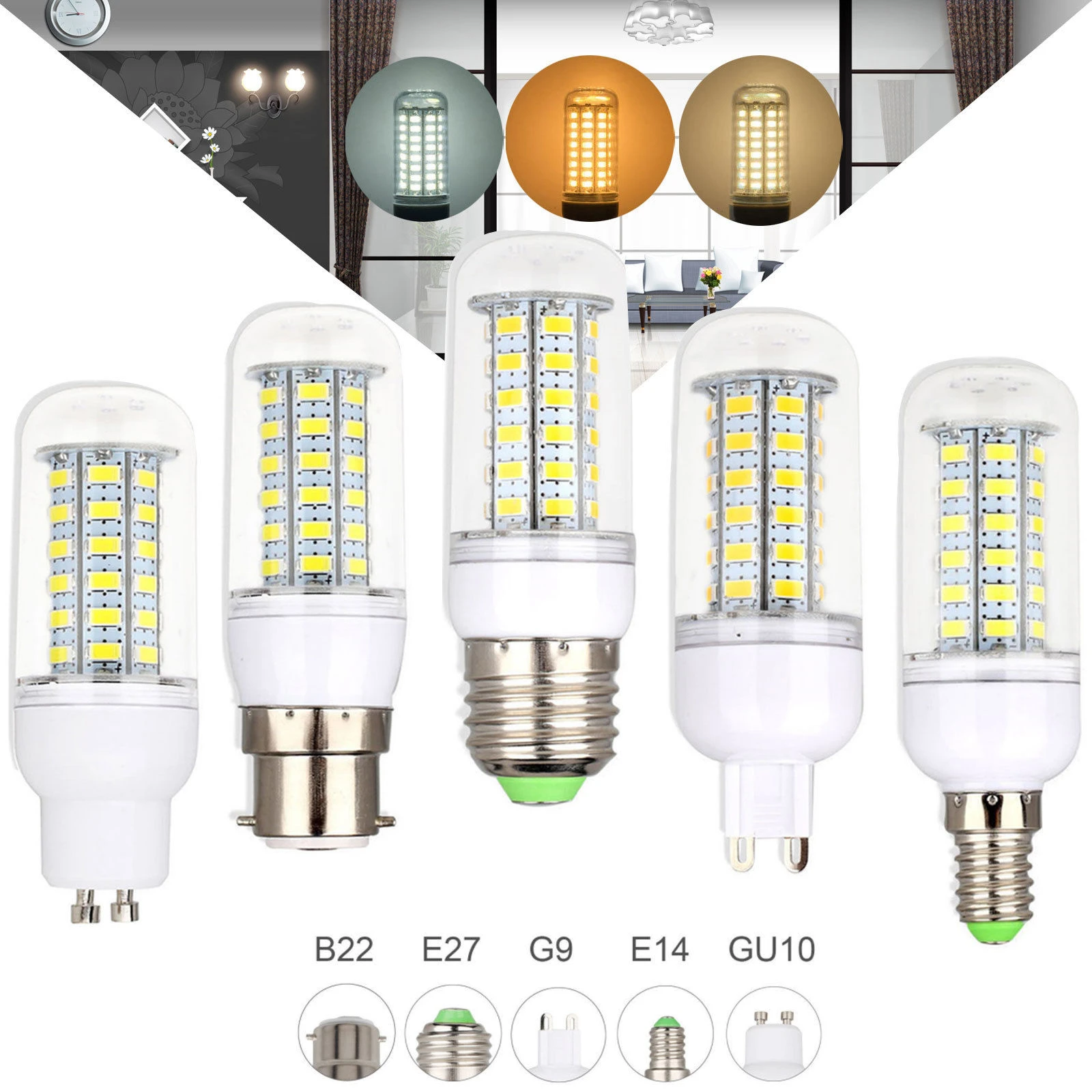 E27 E14 E12 B22 G9 GU10 LED Corn Light 5730 SMD Bulb Energy Saving Lighting Bulb