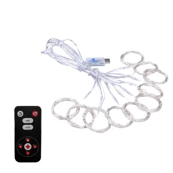 

led garland remote control USB Curtain Lights 3.3m 300 LED 8 Modes with Control Christmas Party Yellow#4