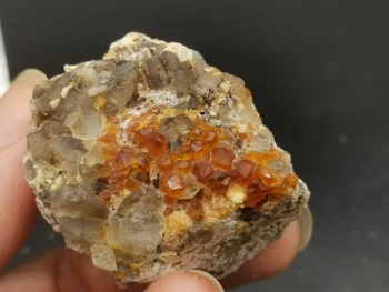 

35.6gRare natural garnet crystal hexagonal point feldspar mica brass multi mineral crystal symbiotic halo energy healing