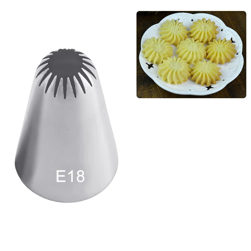 

1PCS E18 # Cupcake Stainless Steel Icing Piping Nozzles Pastry Cream Tips Flower Torch Pastry Tube Decoration Tools