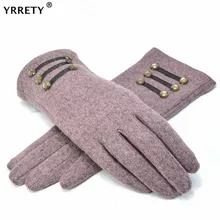 YRRETY, женские кашемировые перчатки для улицы, Осень-зима, женские теплые перевернутые рукавицы, хлопковые перчатки на запястье, однотонные женские шерстяные перчатки