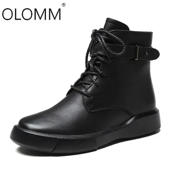 

2019 Autumn and Winter Short Boots Casual Leather Zipper Lace Up Women Boots New Wild Martin Boots Women Boots