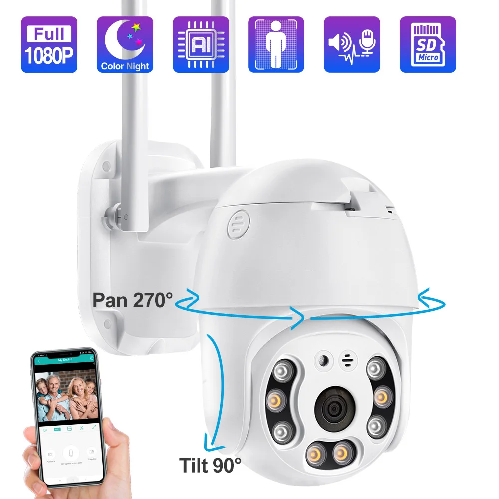Photo Product Techage 1080P Wireless Camera Speed Dome PTZ Security IP Camera Motion Alert Dual Antenna Audio Night Vision CCTV Surveillance