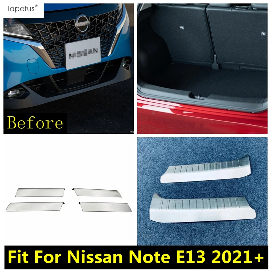 

Front Bottom Grill Racing Grille Rear Skid Guard Plate Cover Kit Trim Stainless Steel Accessories For Nissan Note E13 2021 2022
