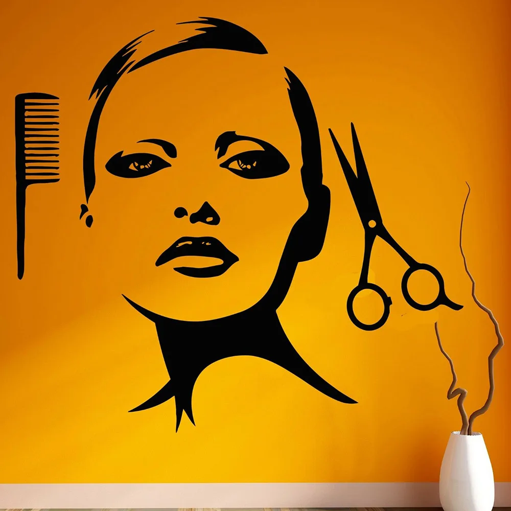 

Винтажные женские наклейки на стену для салона красоты, спа, декор для девочек, виниловые наклейки на стену для парикмахерской, скандинавский Декор для дома, искусство W564