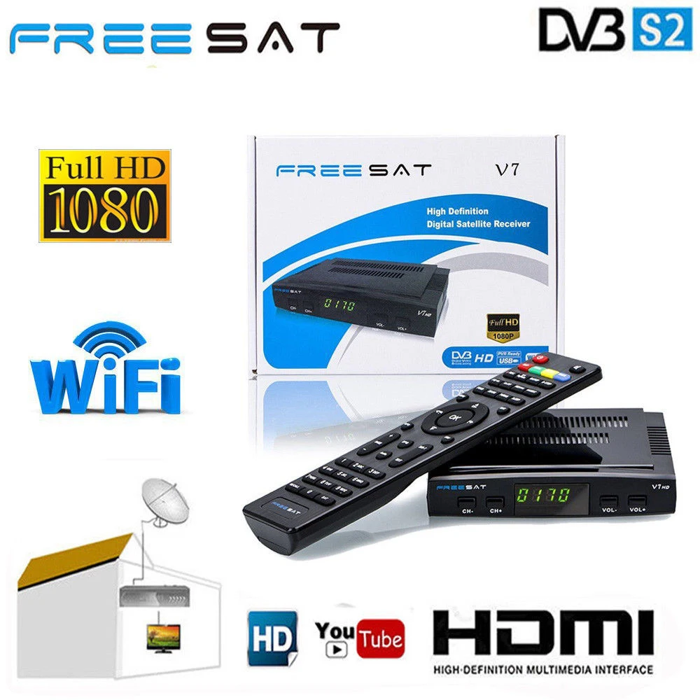 Горячая Распродажа GTmedia V7S HD сервер HD цифровой приемник+ Бесплатный один год cccam+ USB wifi используется в Европе, Испании, России спутниковый декодер