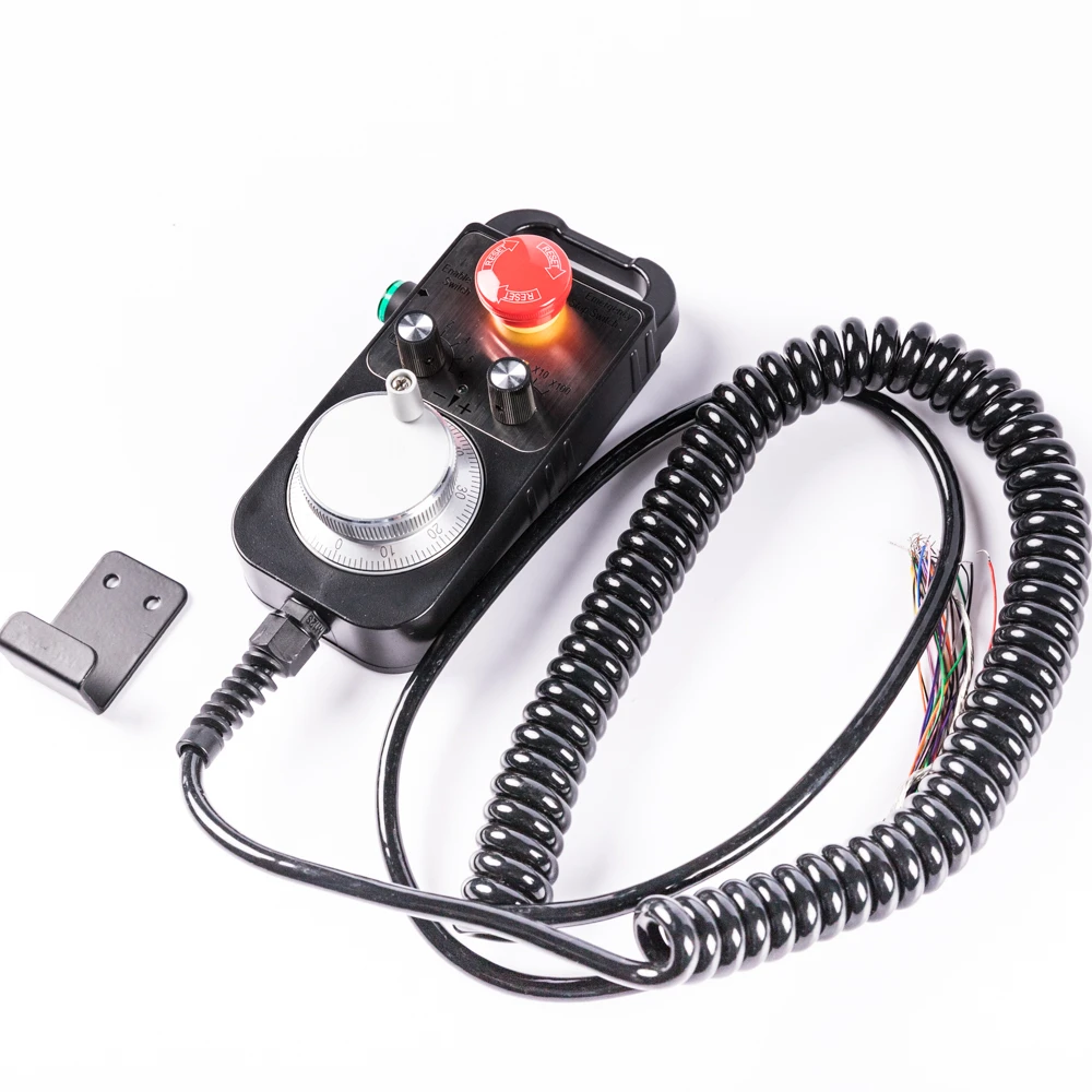Handwheel 5V Wireless Electronic Handwheel 4 Axes Hand Control Panel Handle Pulse Generator with Emergency Stop Activated Pulse 100PPR with Hook Handwheel Multi-Stage Control 