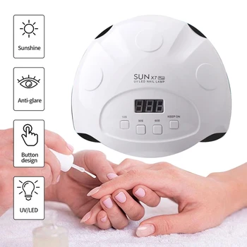 

SUNx7 Plus 90W LED-UV Nail Lamp Met 4Timing:10s/30s/60s/120s 42 LED-UV 2-Mode Lamp Beads Nail Lamp 2 Colors UV-LED-GEL Nail Lamp