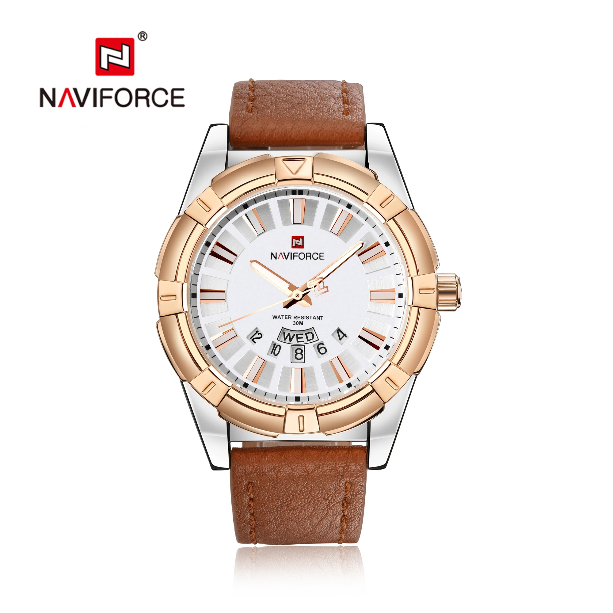 NAVIFORCE Топ бренд класса люкс повседневные кварцевые мужские часы календарь Модные Бизнес водонепроницаемые светящиеся наручные часы Relogio Masculino - Цвет: Silver-White