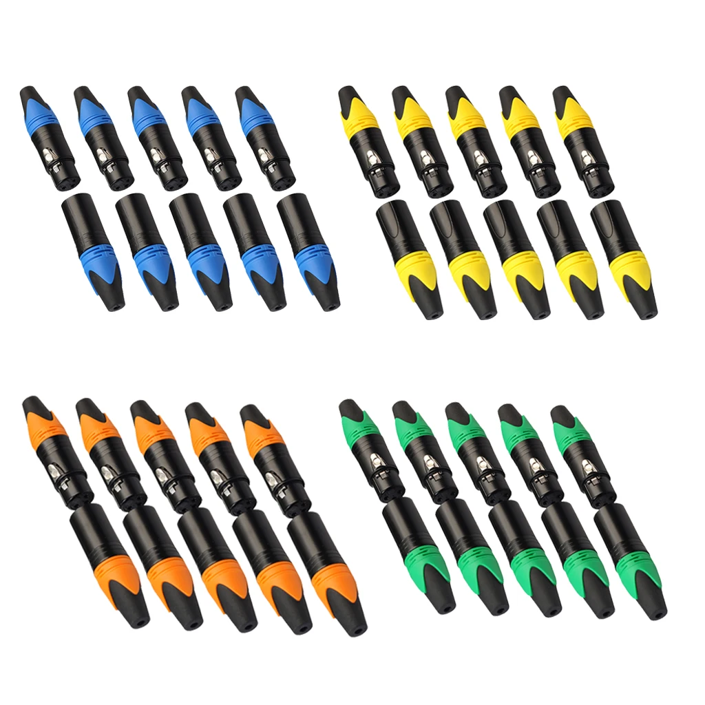 5 Pairs XLR Connector Male and Female Microphone Mic Audio Adapter DIY Parts