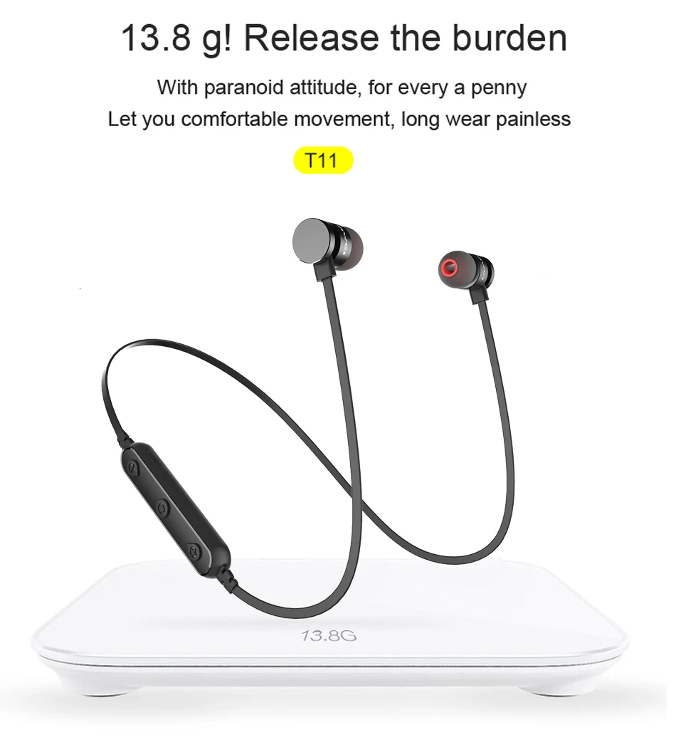 Awei T11 Wireless Headphones T11s Bluetooth Earphone Headset For Phones Neckband Sport 3d Bass