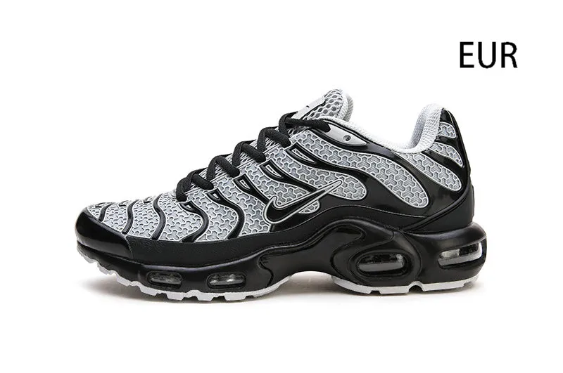 NIKE AIR MAX PLUS TN дышащая Спортивная обувь для мужчин на шнуровке на платформе из материала KPU для тенниса 40-45 - Цвет: gray and black