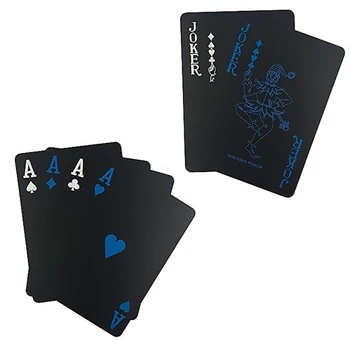 

Quality Waterproof PVC Plastic Playing Cards Set Trend 54pcs Deck Poker Classic Magic Tricks Tool Pure Black Magic Box-packed