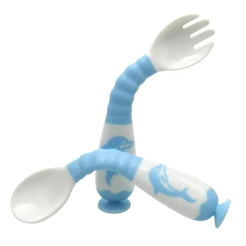 

Baby Sucker Twist Spoon Fork Set Ergonomic Design Training Portable for Boys Girls Dropshipping FAS