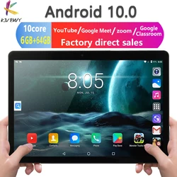 2021new ready stock 6+64GB Android 10.0 Tablet PC Ten Core HD WIFI Bluetooth 2 SIM 4G 10.1