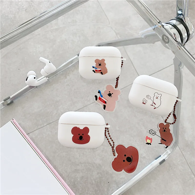 С рисунком в виде коалы Беспроводной наушники чехол для AirPods 12Pro брелока зарядка