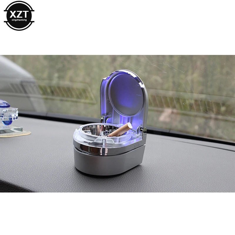 Posacenere Auto Luce Led Ignifugo Posacenere Auto Con Luce LED, 2 Pezzi, Con Coperchio Sigillato E Staffa, Igienico E Ignifugo - Grande Capacità Posacenere Per Auto Girevole