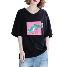 Новинка года, стильное платье большого размера летняя одежда для полных мм модный топ с короткими рукавами и v-образным вырезом для похудения, покрывающий живот, с героями мультфильмов