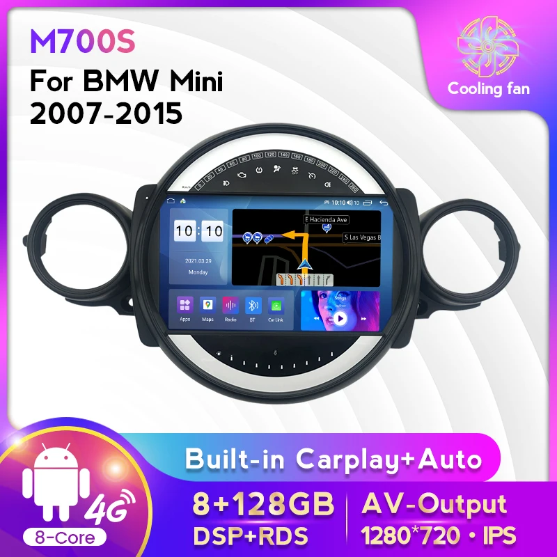 Автомагнитола NaviFly DSP RDS Carplay для BMW Mini 2007-2015 мультимедийный видеоплеер навигация GPS