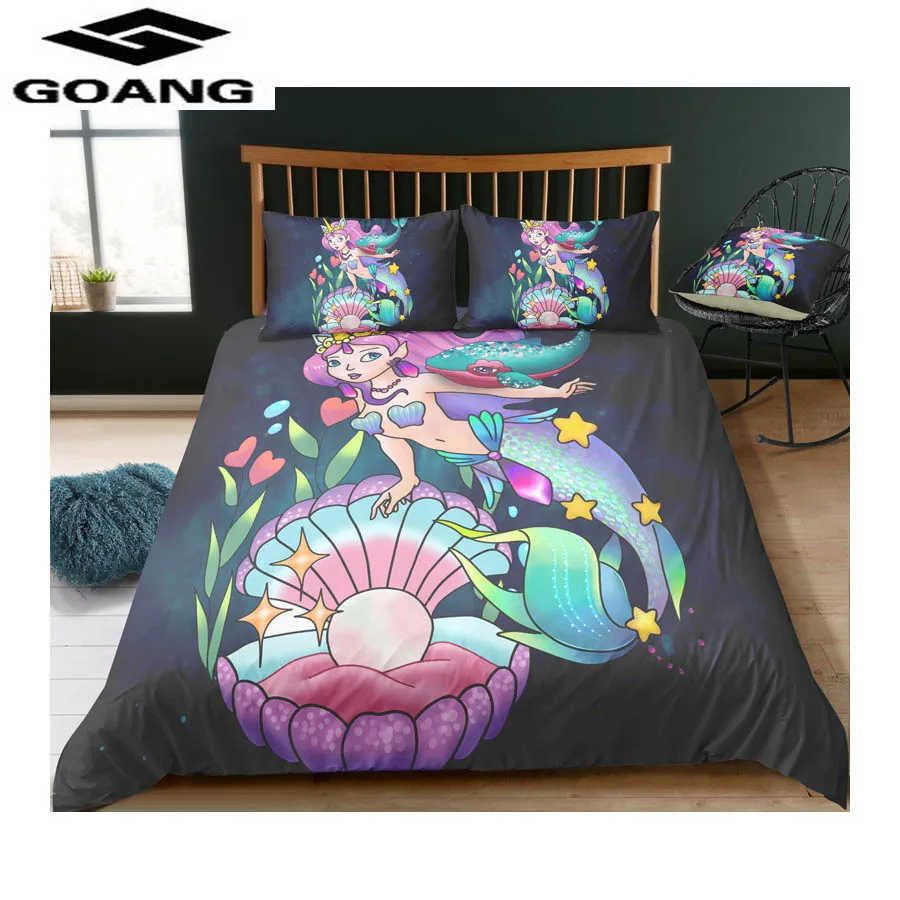 

GOANG Cartoon Mermaid 3d digital printing bedding set duvet cover set Pillowcases comforter bedding set Luxury home textiles