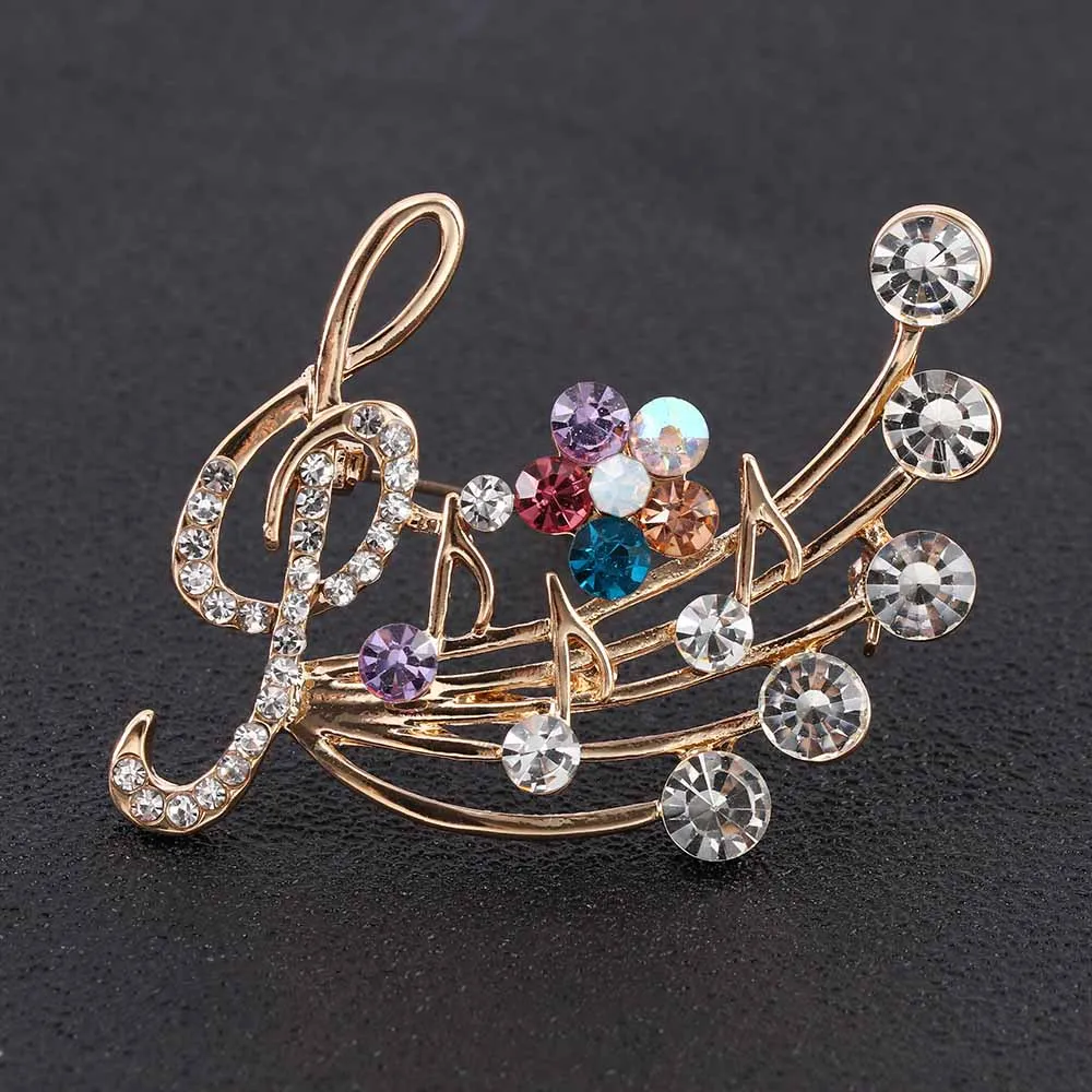 

Crystal Musical Note Brooch Sweater Charms Rhinestone Blossom Brooches Pin For Women Girls Gift Dresses Suit Accessories Jewelry