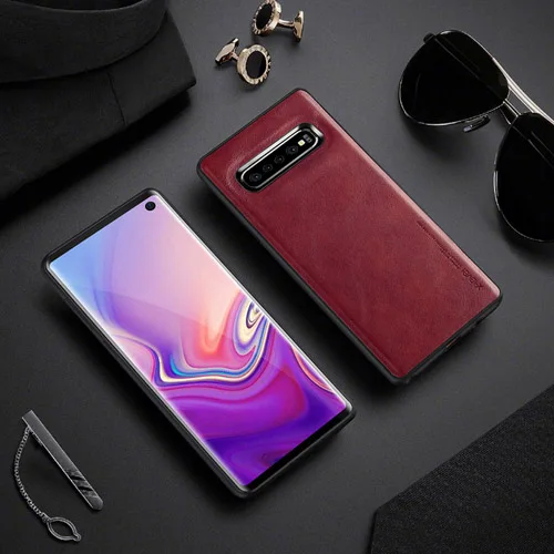 Для samsung Galaxy S10 Plus/S10e чехол X-Level Ретро кожа мягкий силиконовый край задняя крышка для Galaxy S9 plus note 10+ чехол Capa - Цвет: red phone case