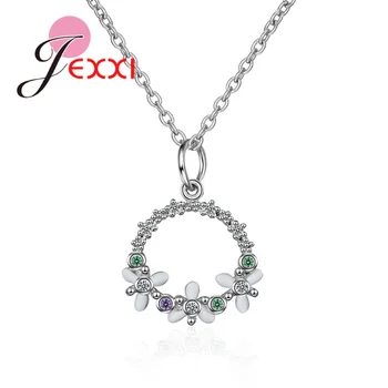 

Romantic Cute Rose Gold 925 Sterling Silver Garland Inlaid Small Colors Cubic Zirconia Pendant Necklaces For Women Party Jewelry