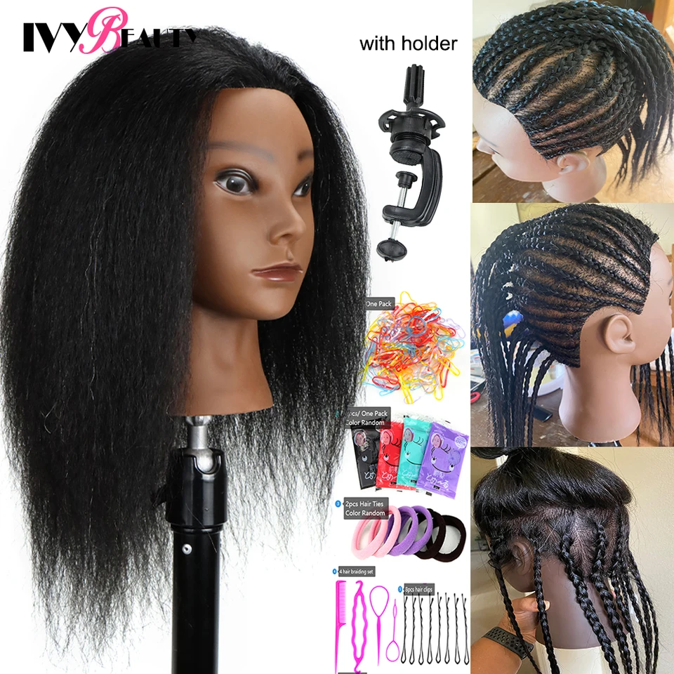 Support De Tête De Mannequin Coiffure – Hauteur Réglable 24-40 Cm, Base En Acier, Noir