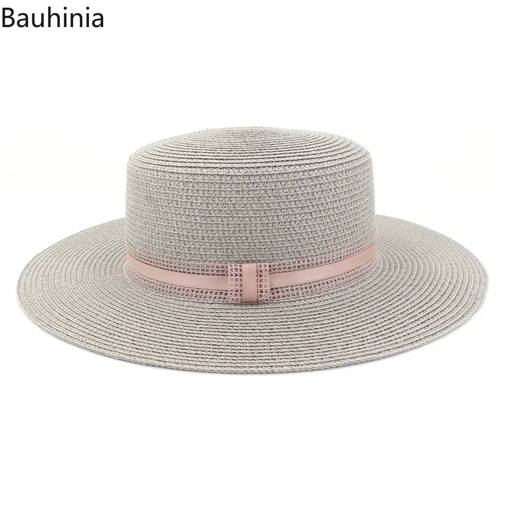 Bauhinia, летняя пляжная шляпа, Женская Повседневная Панама, Солнцезащитная шляпа, плоская кепка, кепки с козырьком
