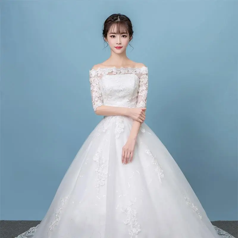 Robe De Mariee свадебное платье с коротким рукавом Новое свадебное платье для принцессы с открытыми плечами Vestido De Novias