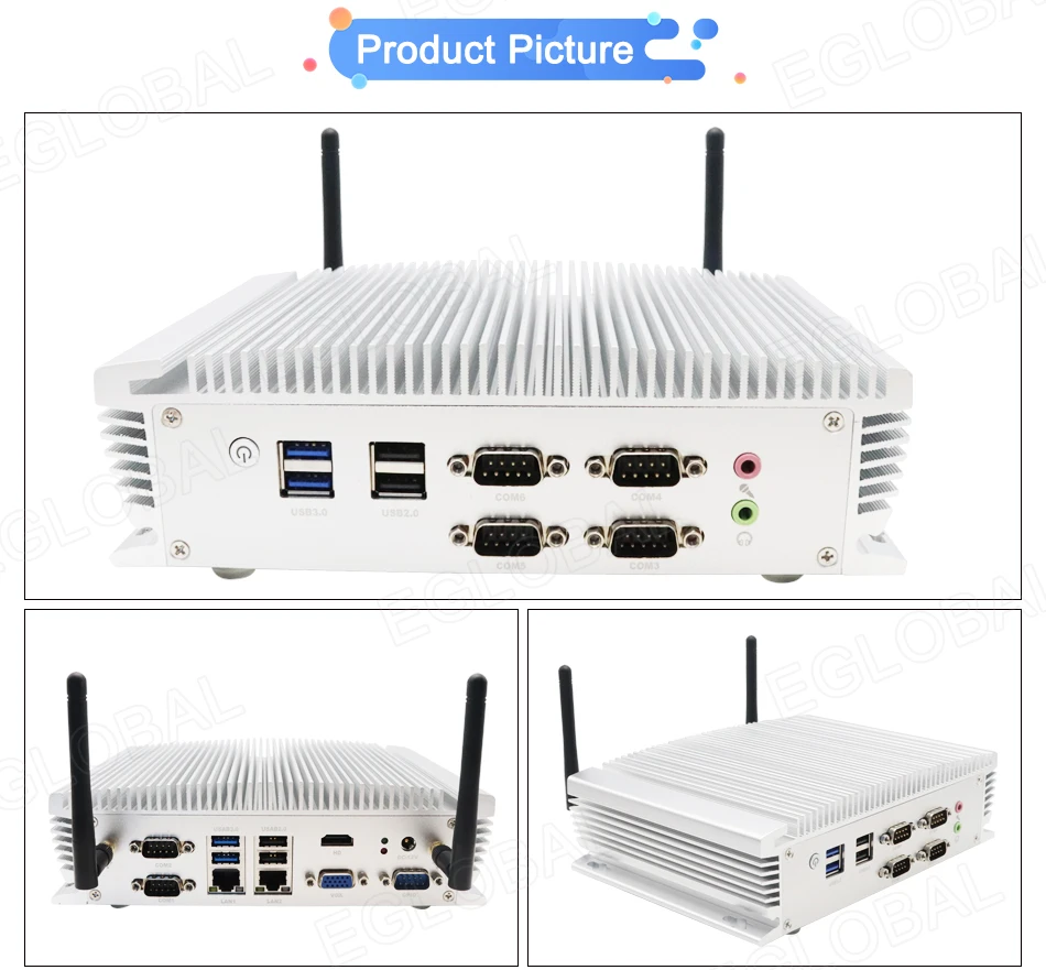 Eglobal Industrial Fanless Mini PC with Intel I5-6360u, I7 10510U, 2 LANs, 2 COM, 24/7 Working, Micro Computer, Linux, 4G SIM, WIFI, VGA, HDMI Description Image.This Product Can Be Found With The Tag Names Cheap Mini PC, Computer Office, High Quality Computer Office, Mini pc