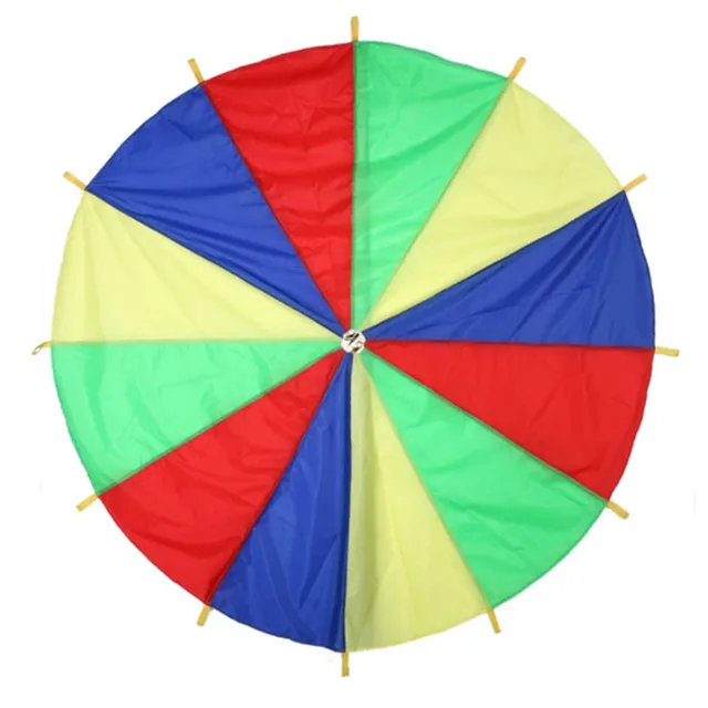 Hot Diameter 2M Child Kid Sports Development Outdoor Rainbow Umbrella Parachute Toy Jump-sack Ballute Play Parachute 8 Bracelet 5