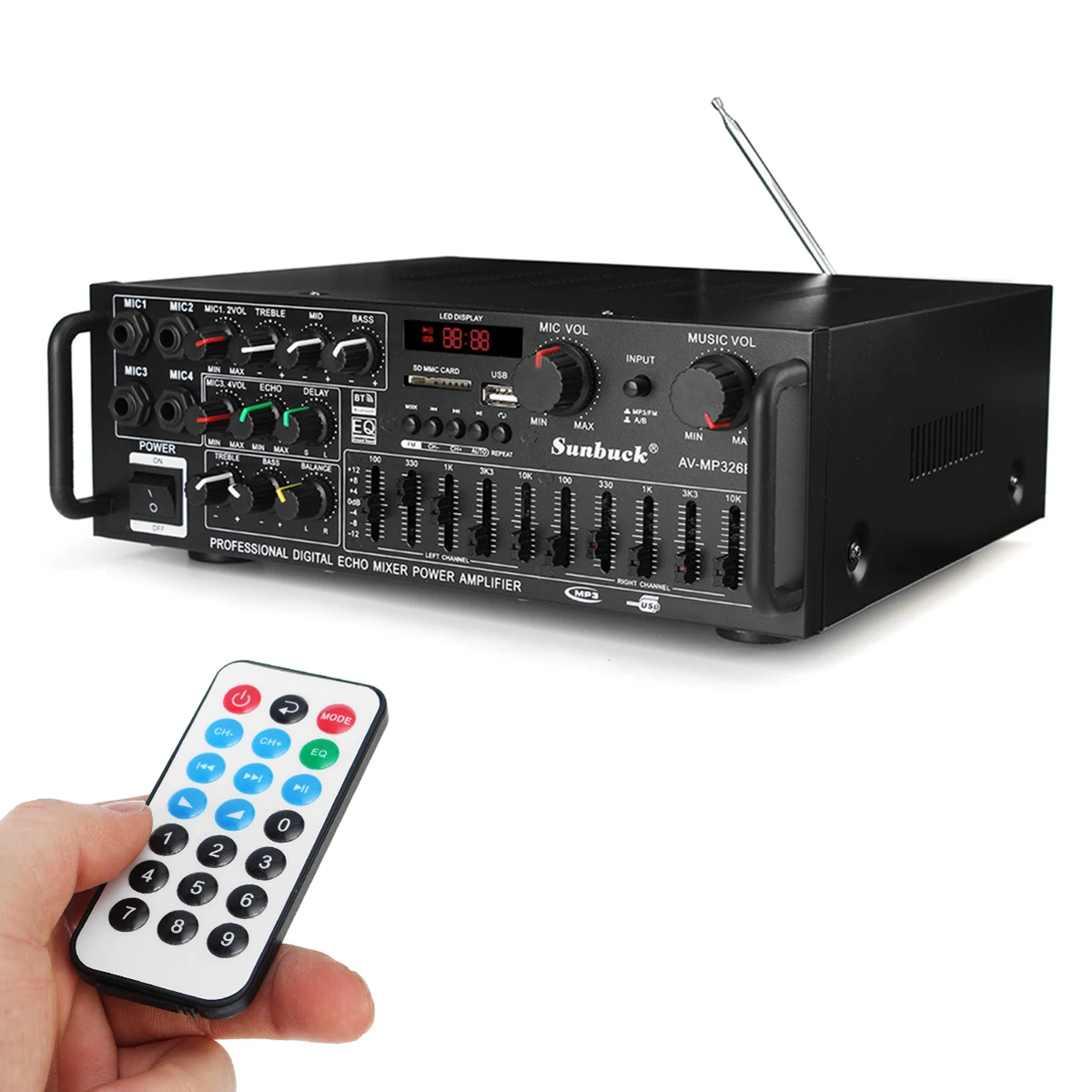 2000W 110 V/220 V 2 canales bluetooth inicio estéreo amplificador de Audio USB SD amplificadores remotos subwoofer amplificador - 4