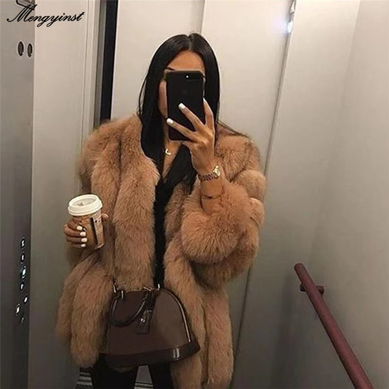 Женское меховое пальто из лисы зимнее серое розовое 5XL теплое плюшевое 2021