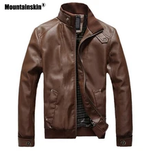 Mountainskin, зимняя мужская кожаная куртка, новая мужская мотоциклетная куртка из искусственной кожи, теплая ветрозащитная приталенная верхняя одежда, мужская брендовая одежда SA845