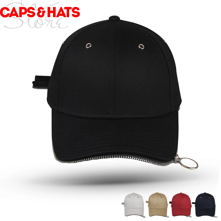 

cap for men 2019 zipper Baseball Caps With Ring Men Bone Punk Snapback Women Gorras Golf Trucker mens Balck White hats