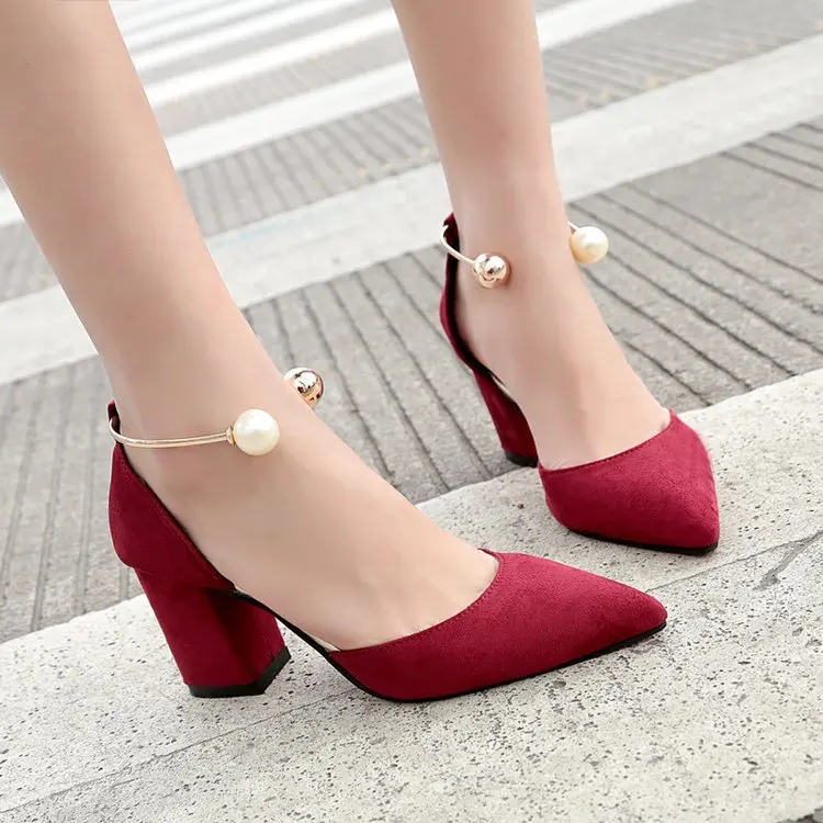 

Chunky-Heel Pumps Children 2019 Spring New Style Pearl Sexy Pointed High Heel Shoes Korean-style Versatile Shoes WOMEN'S Shoes