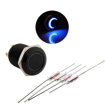 

3V Pushbutton Switch Bell Push Blue LED 12 mm Black with 10 Pcs 142 Degree Celsius 250V 10A Aluminum Thermal Fuses CNIM Hot
