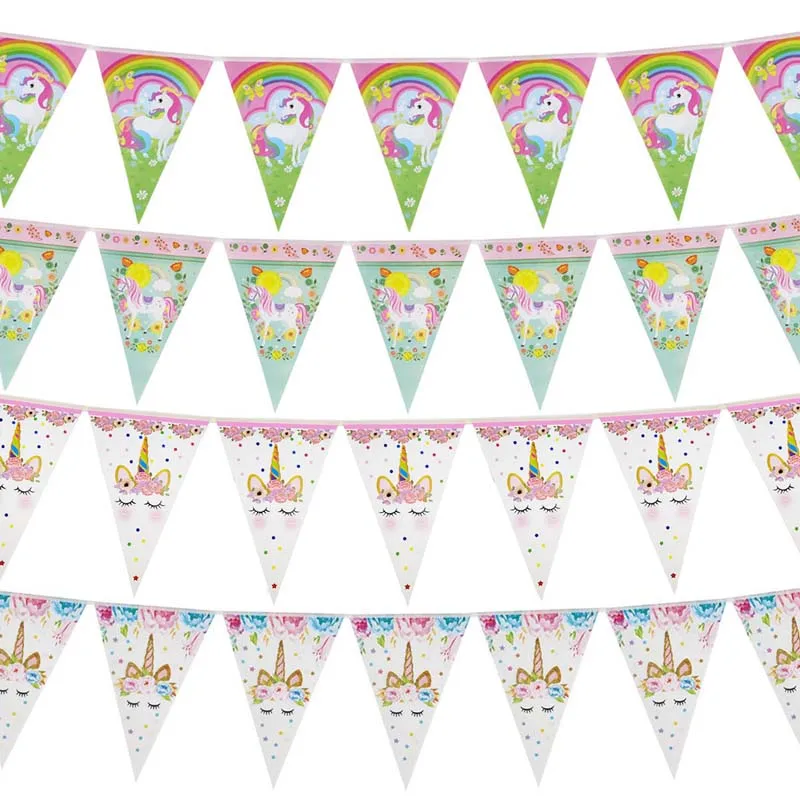 Paper Unicorn 1st Birthday Banner Happy Birthday Party Decorations Kids Little Mermaid Flag Baby Shower Banner Wedding Garland