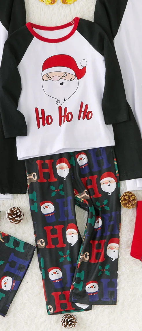 PatPat Happy Santa Fmaily; пижамы на Рождество; сезон осень-зима; Повседневная рубашка с длинными рукавами и круглым вырезом; с надписями и героями мультфильмов - Цвет: GIRL